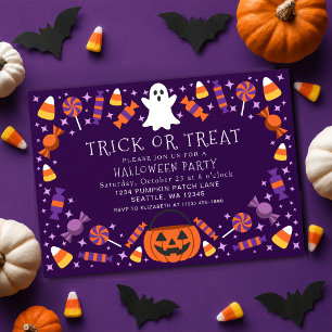 Invitation Bonbons Trick or Treat Enfants Halloween Fête Viol