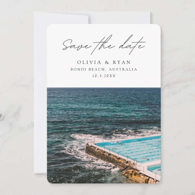 Invitation Bondi Beach Wedding Sydney Sauvez la date (Devant)