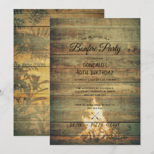 Invitation Bonfire Birthday Party Hommes 40th Celebration Rus