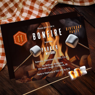 Invitation Bonfire Marshmallow Roast 11e fête d'anniversaire