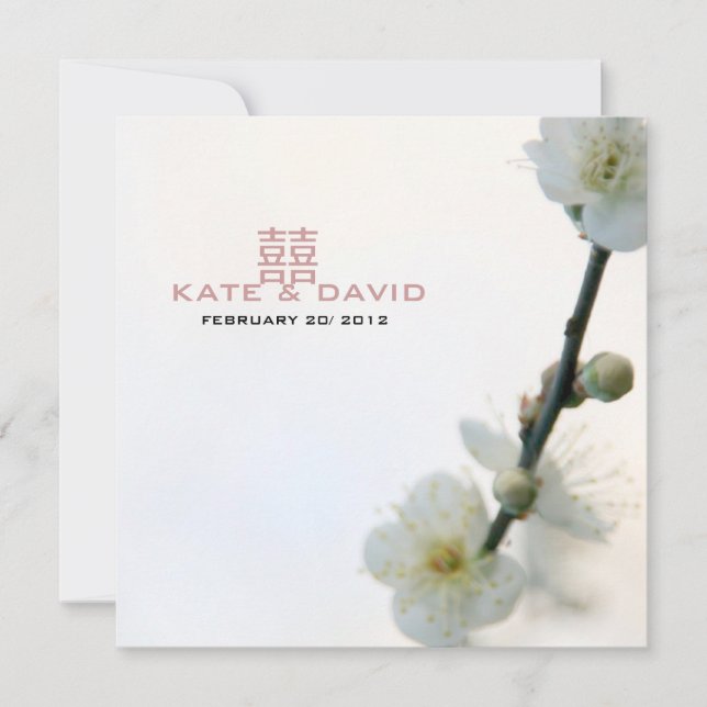 Invitation Bonheur printanier/Double bonheur Mariage chinois (Devant)