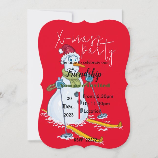 Invitation Bonhomme de neige (Devant)