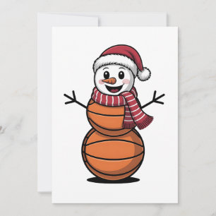 Invitation Bonhomme de neige Basketball Noël Amoureux du Spor