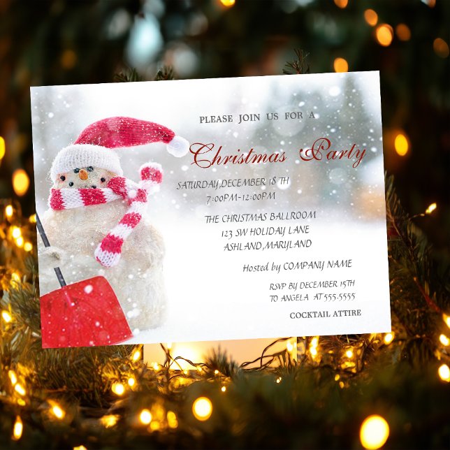 Invitation Bonhomme de neige, Chapeau du Père Noël, Fête de N (Créateur téléchargé)