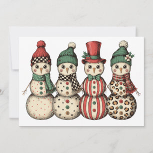 Invitation Bonhomme de neige de Noël Léopard Carreaux Vichy V