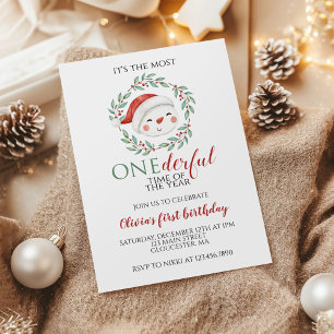 Invitation Bonhomme de neige de Noël Onederful Premier Annive