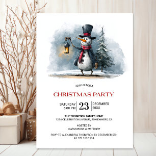 Invitation Bonhomme de neige fantaisiste avec la fête de Noël