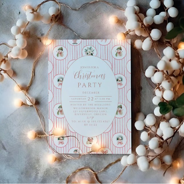 Invitation Bonhomme de neige rose pour Noël (Créateur téléchargé)