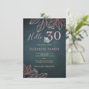 Invitation Bonjour 30 élégant or marine rose fête d'anniversa