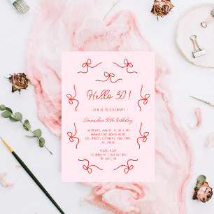 Invitation Bonjour 30 Main tiré Bows Whimsical Anniversaire f