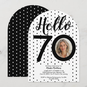 Invitation Bonjour 70 Photo Points Noir & Blanc Anniversaire