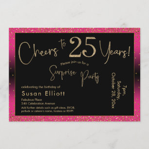 Invitation Bonjour à 25 ans Surprise Anniversaire, Rose profo