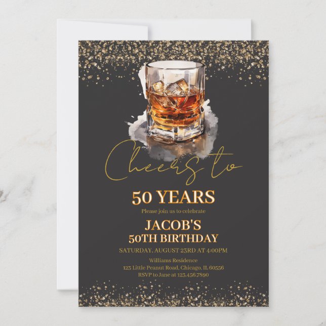 Invitation Bonjour à 50 ans Whiskey Anniversaire (Devant)