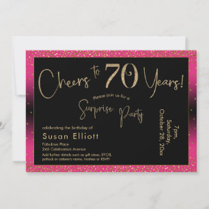 Invitation Bonjour à 70 ans Surprise Anniversaire, Rose profo