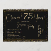 Bonjour à 75 ans Surprise Anniversaire Or & Noir
