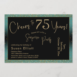 Invitation Bonjour à 75 ans Surprise Anniversaire Turquoise e