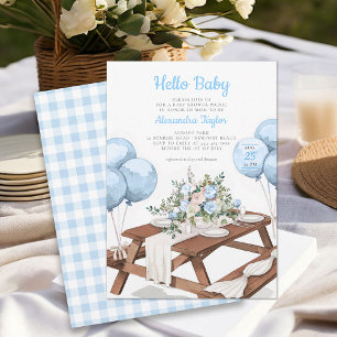 Invitation Bonjour Baby Balloons Pique-nique Parc Baby shower