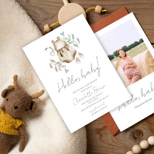 Invitation Bonjour Baby Boho Baby shower d'aquarelle