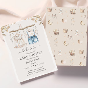 Invitation Bonjour Baby Elegant Boho Vêtements Baby shower
