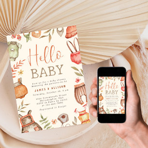 Invitation Bonjour Baby Fall Boho Vêtements Baby shower