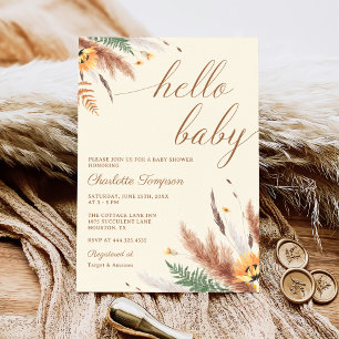 Invitation Bonjour Baby Fleur sauvage Baby shower