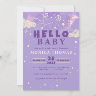 Invitation Bonjour Baby Purple Dream Baby shower