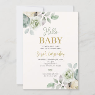 Invitation Bonjour Baby Sage Baby shower vert