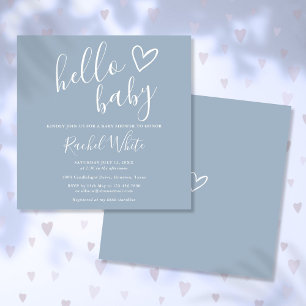 Invitation Bonjour Baby shower Bébé Garçon Dusty Bleu mignon 