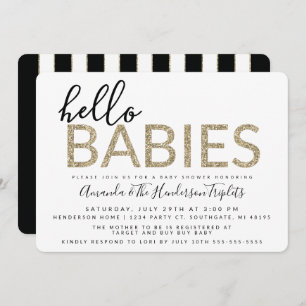 Invitation Bonjour Baby shower bébé, jumeaux ou triplets