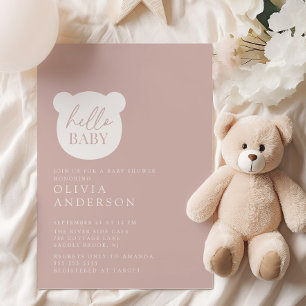 Invitation Bonjour Baby shower bébé ours