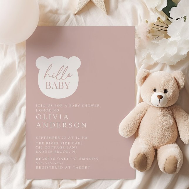 Invitation Bonjour Baby shower bébé ours (Créateur téléchargé)