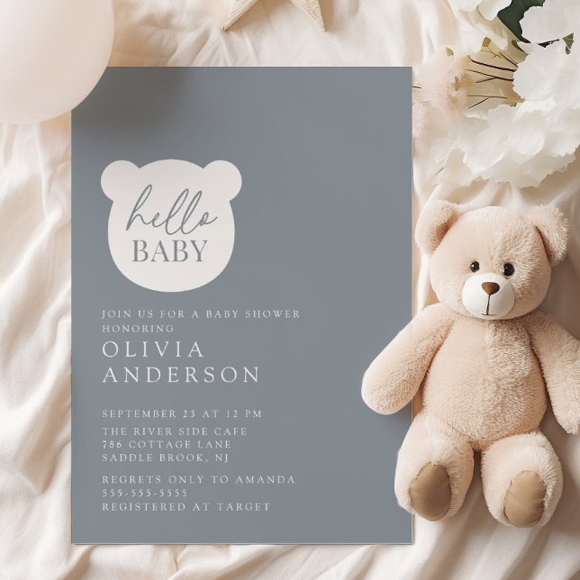 Invitation Bonjour Baby shower bébé ours (Créateur téléchargé)