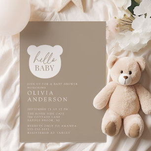 Invitation Bonjour Baby shower bébé ours