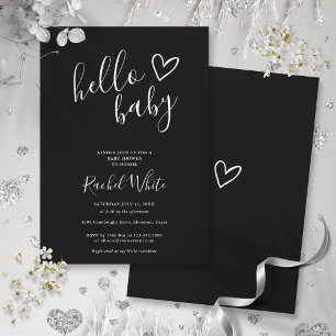 Invitation Bonjour Baby shower Genre Neutre Noir Et Blanc