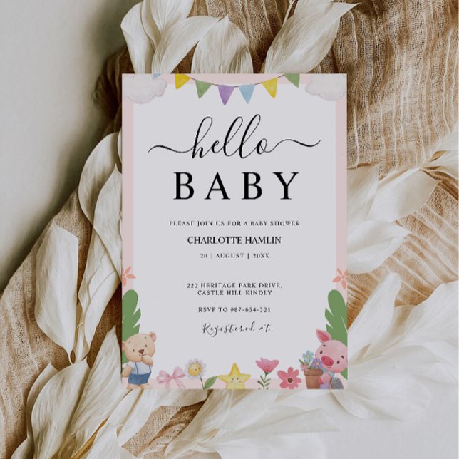 Invitation Bonjour Baby shower mariage (Hello Baby Shower wedding Invitation)
