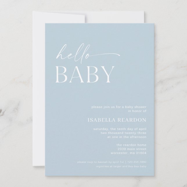 Invitation Bonjour Baby shower minimaliste bébé (Devant)