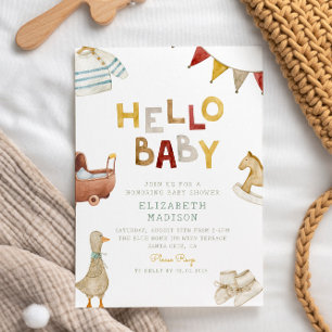 Invitation Bonjour Bébé Aquarelle Vêtements & Jouets Baby sho