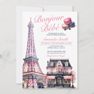 Invitation Bonjour Bebe Baby shower Café Paris