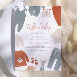 Invitation Bonjour bébé Baby shower de garçon de vêtements