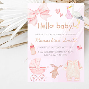 Invitation Bonjour Bébé ! Baby Shower - Douce Baby shower mod
