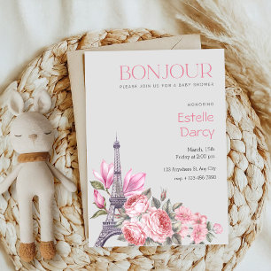 Invitation Bonjour Bebe   Baby shower Floral français