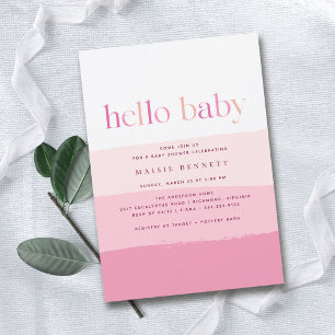 Invitation Bonjour bébé   Baby shower moderne rose ombre fill