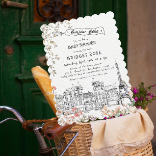 Invitation Bonjour Bebe Baby shower neutre du genre