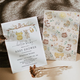 Invitation Bonjour bébé Boho moderne Vêtements bébé douche