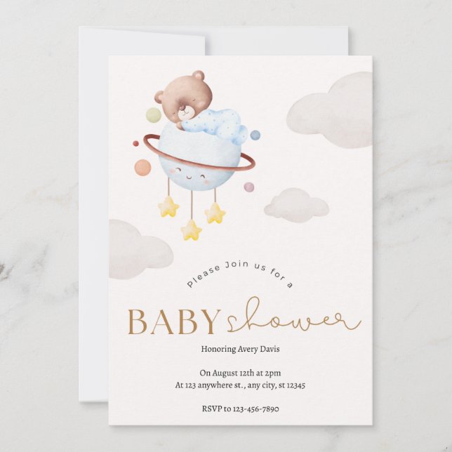 Invitation Bonjour bébé | Boho Vêtements Fille Baby shower Bu (Devant)