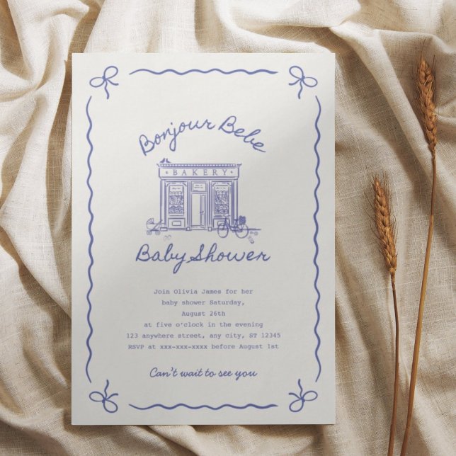 Invitation Bonjour Bebe Fête de bébé française (Créateur téléchargé)