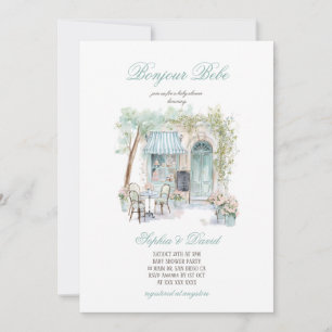 Invitation Bonjour Bebe Fleurs Françaises Café Baby Shower