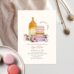 Invitation Bonjour Bébé Français Macarons & Baby shower du la