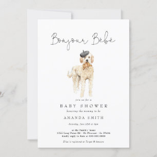 Invitation Bonjour Bebe French Golden Doodle Baby shower