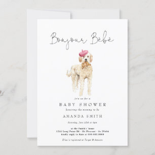 Invitation Bonjour Bebe French Golden Doodle Baby shower